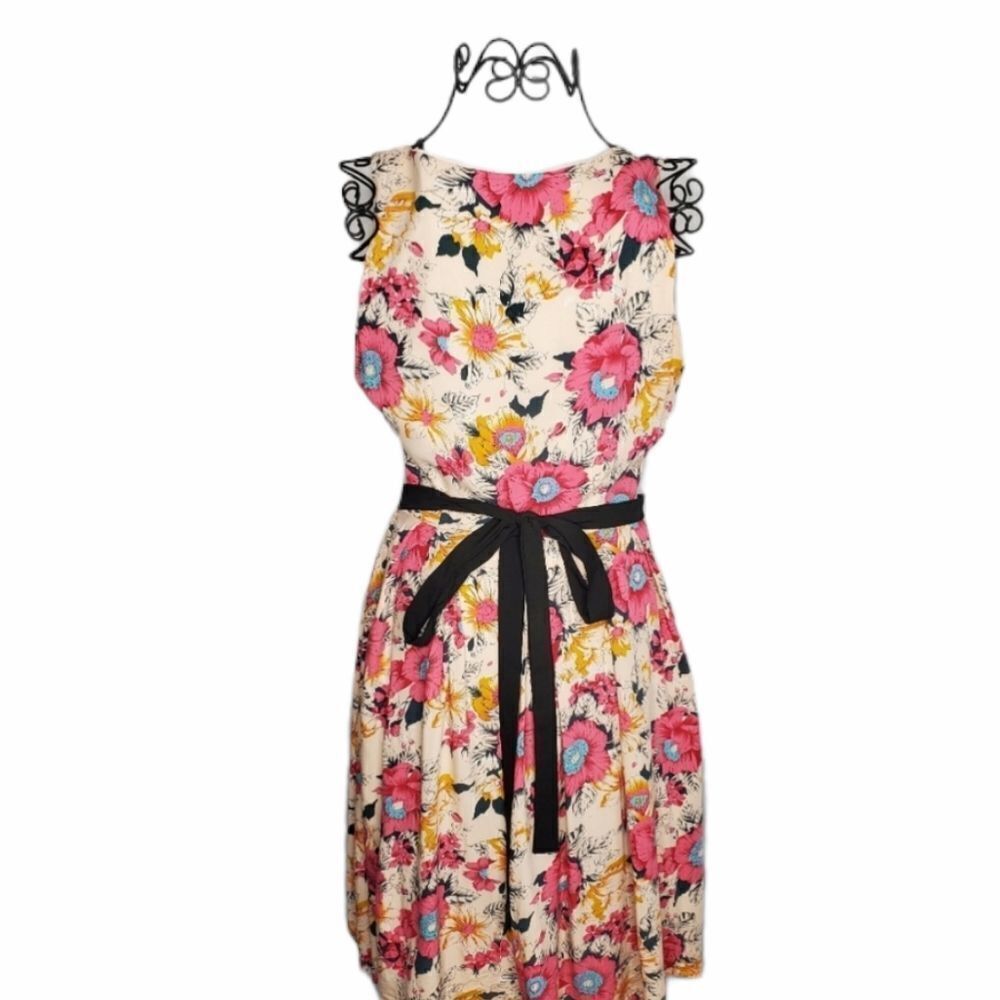 MODCLOTH dress Frock‎ Shop retro floral sleeveless with pockets S